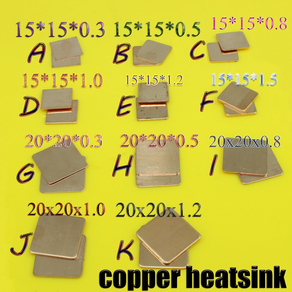 New purple copper 15*15 20*20 0.5 0.8 1 1.2 1.5 CPU DIY Copper Shim Heatsink thermal Pad for Laptop GPU CPU VGA Chip