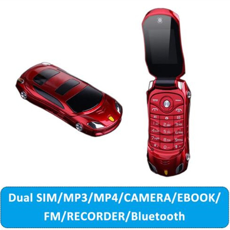 Newmind F15 1.77" Flip Car Shaped Mini Mobile Phone Dual SIM Card FM Radio Bluetooth LED 1500mAh Russian Keyboard Cell phones