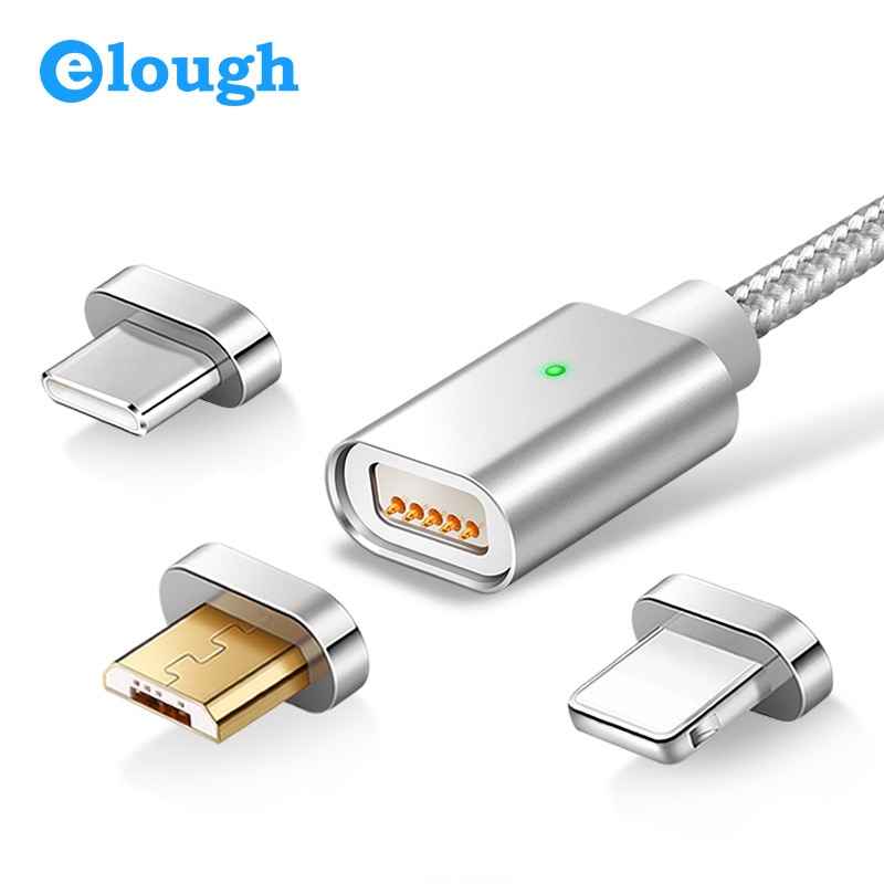 Elough E04 Magnetic Cable For iPhone Samsung Xiaomi Micro USB Type C Cable Fast Charging Mobile Phone Magnet Charger USB Cable