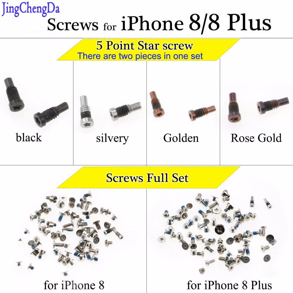 JCD Full Screw Set for iPhone 5 Repair bolt Complete Kit Replacement Repair Parts For iPhone 8 Torx 5 Point Star screw