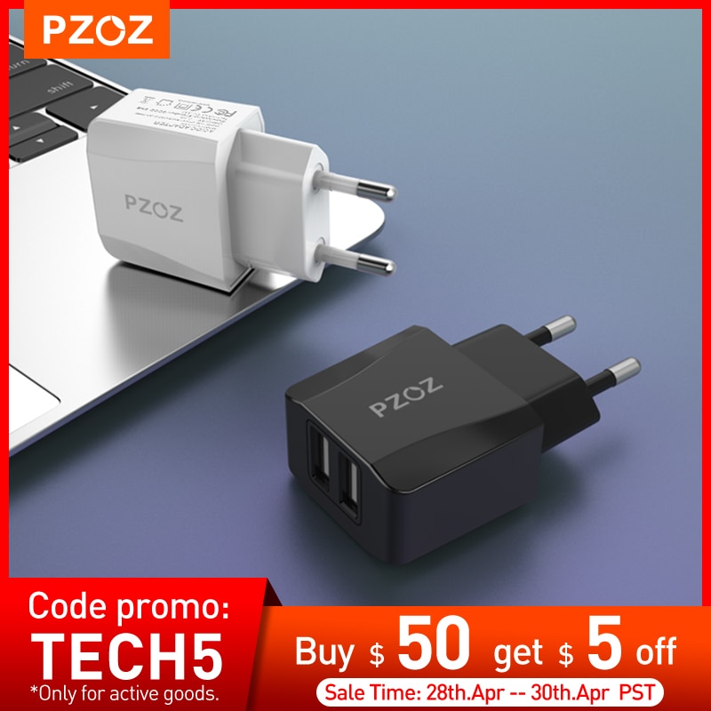 PZOZ Usb Charger Travel EU Plug 2a Fast Charging Adapter portable Dual Wall charger Mobile Phone cable For iphone Samsung xiaomi