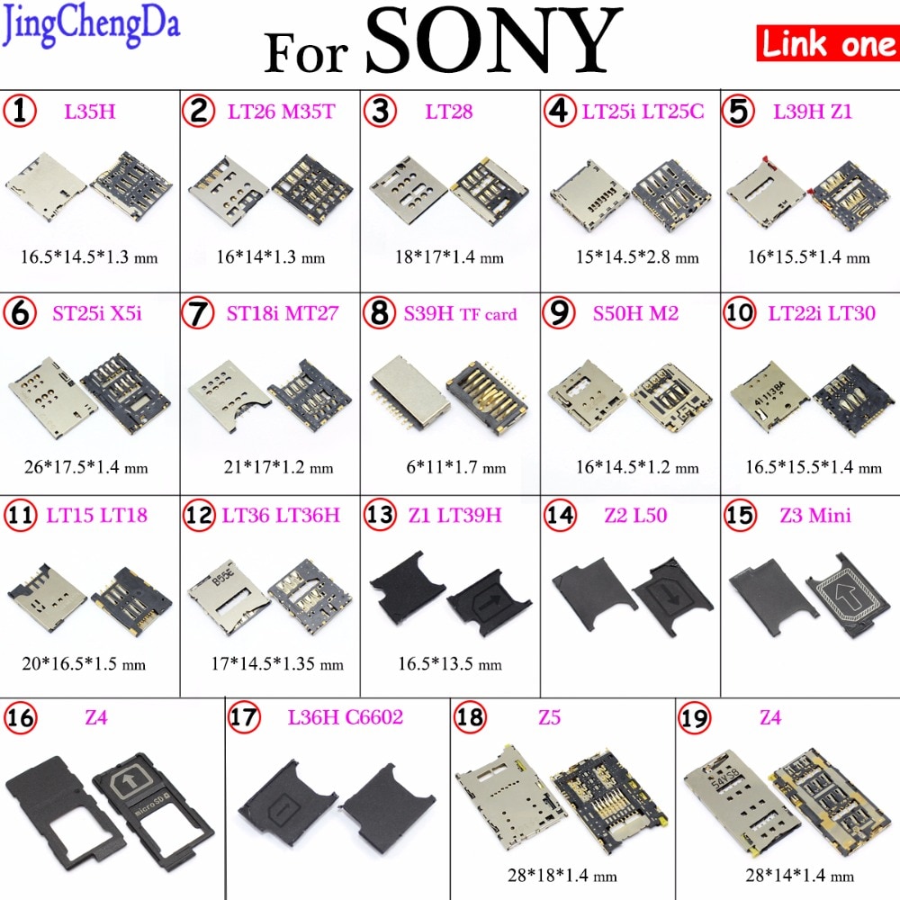 JCD For Sony Xperia Z1 Z2 Z3 Z4 Z5 SIM SD TF Card Tray Slot Holder Socket Connector Plug Repair Part for SONY ZL L35H