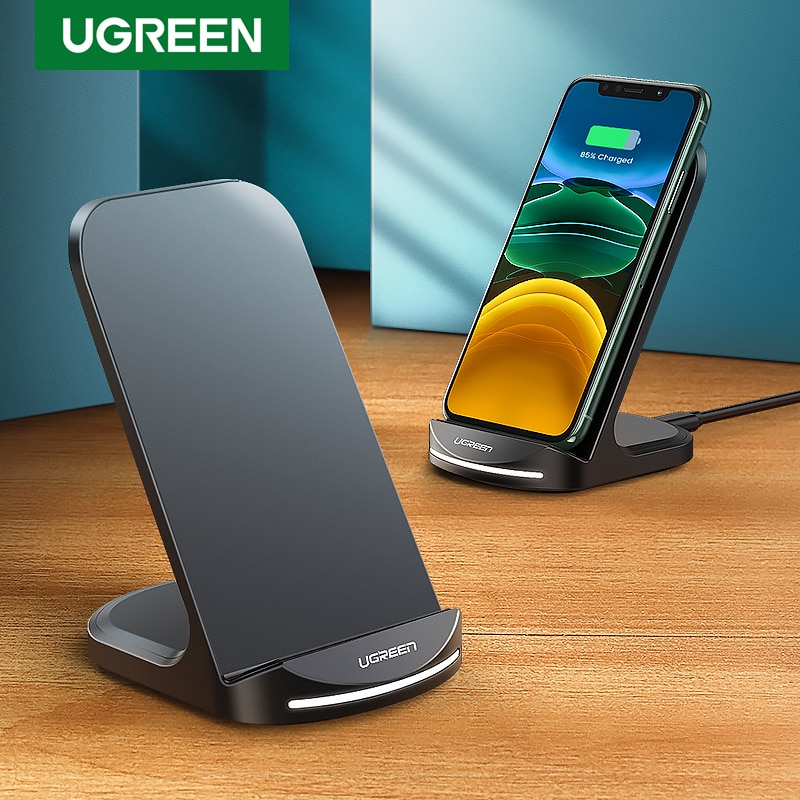 Ugreen Qi Wireless Charger Stand for iPhone 12 Pro X XS 8 XR Samsung S9 S10 S8 S10E Fast Wireless Charging Station Phone Charger