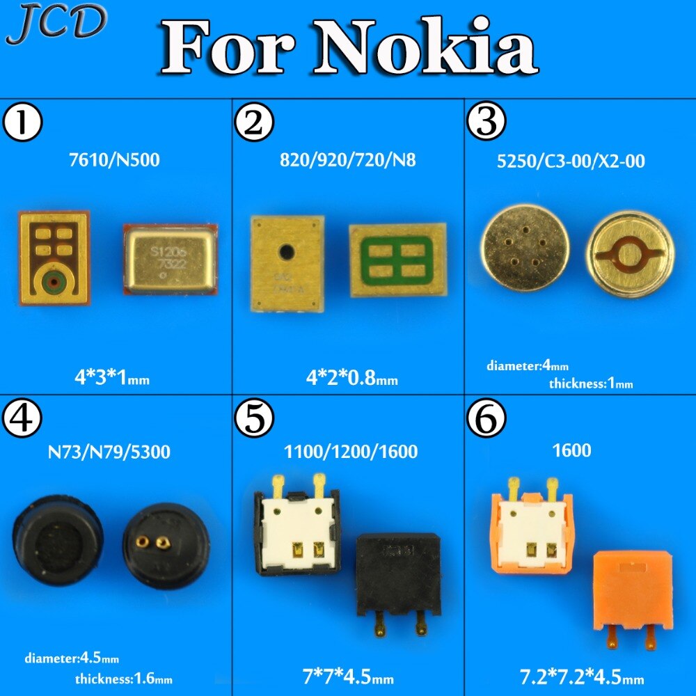 JCD Microphone Inner MIC Replacement Part For Nokia Lumia 5250 C3 C3-00 1280 X2 830 950 950XL 930 N97 N85 N86 N81 2610 1110