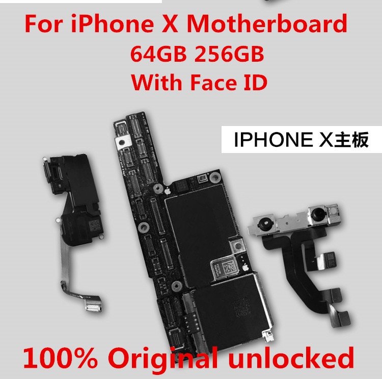 For iPhone X Motherboard unlocked,100% Original for iphone x Logic board 256GB with Face ID +tool+gift