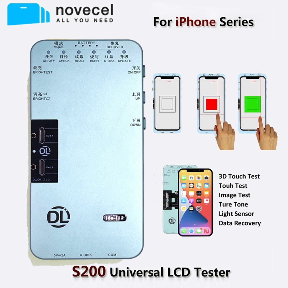 Novecel S200 LCD Tester For iPhone X XR Xs 11 12pro Max 6S to 8P Touch Screen Test Ture Tone Data Recovery Phone Repair Tool Set