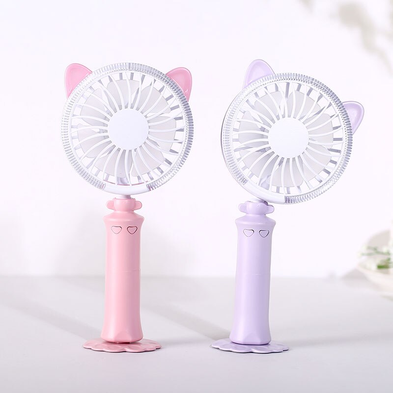 25PCS Wholesale Cute Cat Ears Fan Portable Fan Battery Operated USB Power Handheld Mini Fan Cooler Cooling Fan Outdoor Travel