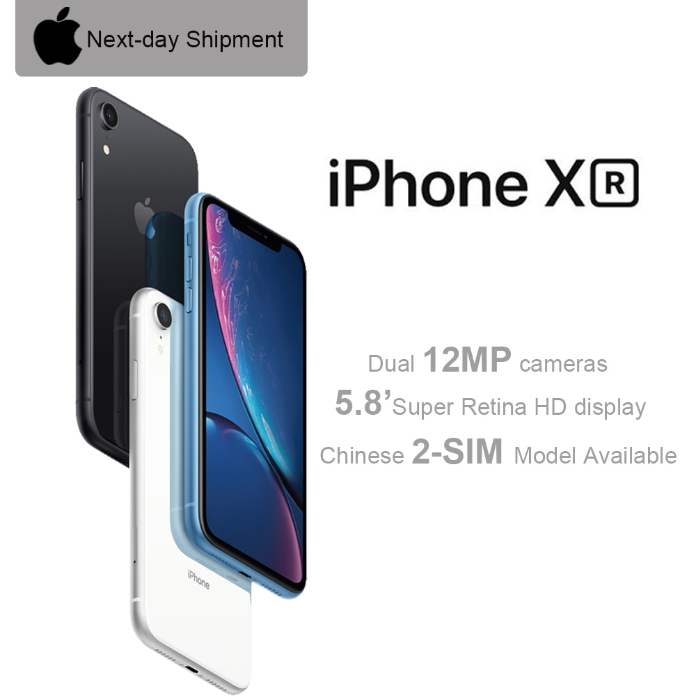 Original New Apple iPhone XR 6.1" Liquid Retina All Screen 4G LTE FaceID 12MP Camera Bluetooth IP67 Waterproof for Outdoor