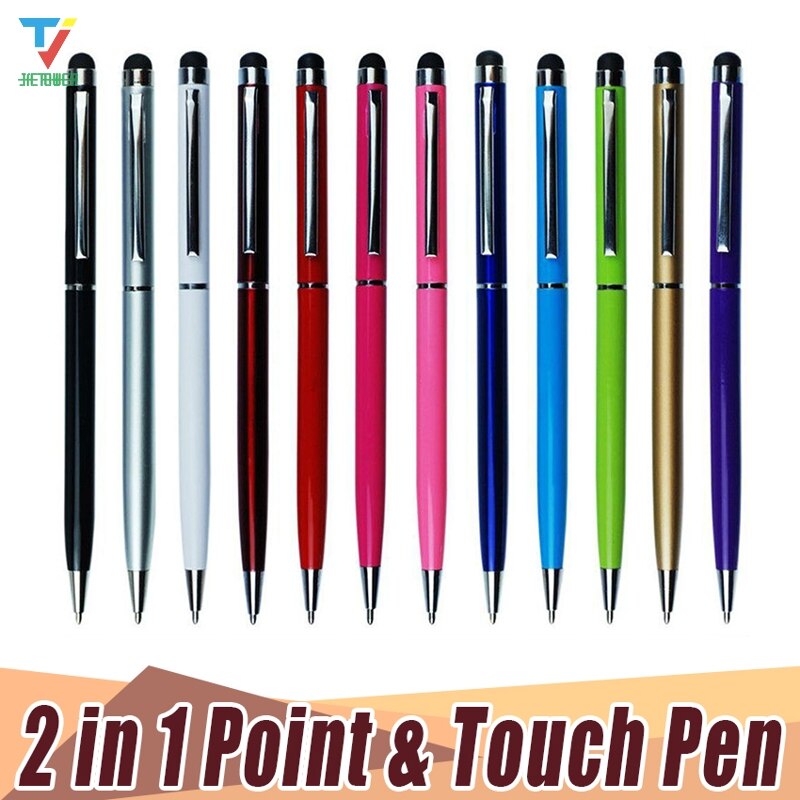 500pcs/lot Point Stylus Capacitive Touch Metal Stylus Pen Touch For ipad for iphone 2in1 Touch Screen Stylus gel ink pen cheap