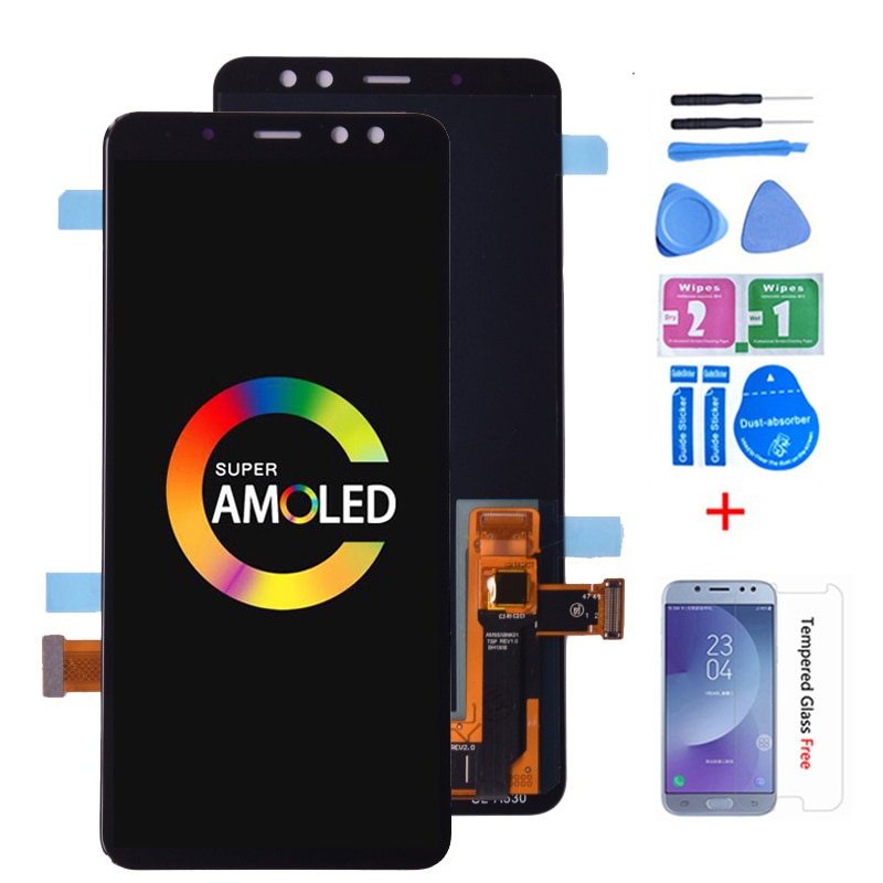 Super Amoled For SAMSUNG GALAXY A8 2018 A530 A530F LCD Display Touch Screen Digitizer Assembly A8 2018 Duos LCD A530F/DS