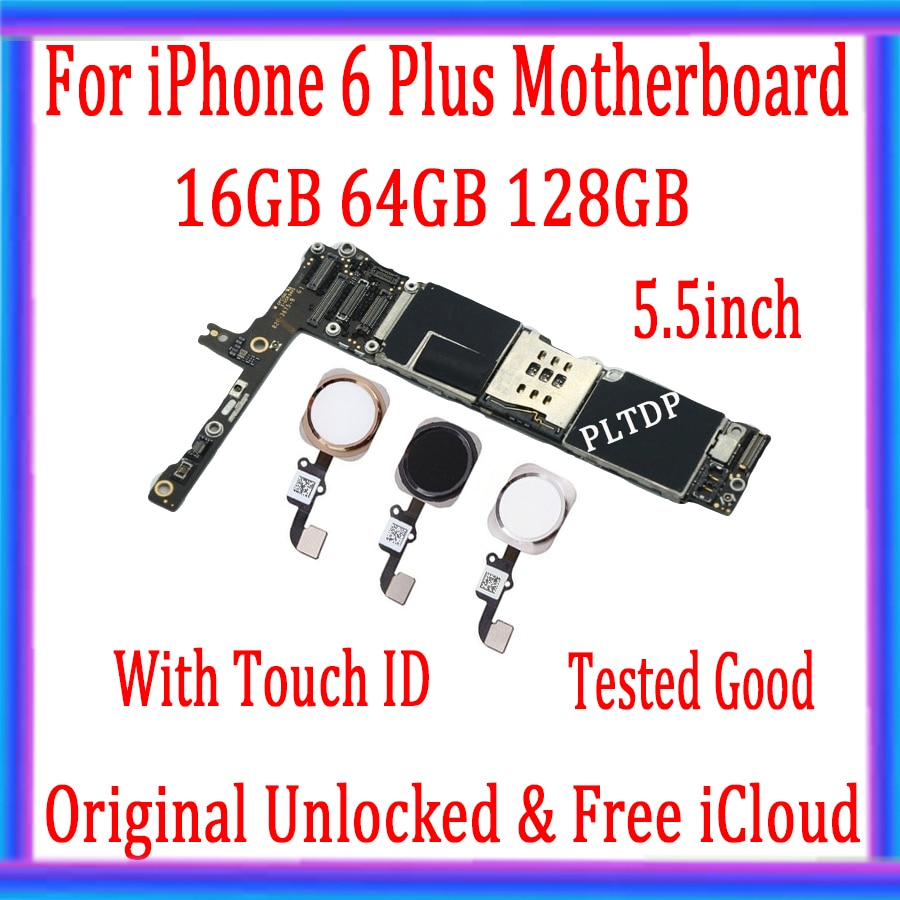 Factory unlocked for iphone 6 Plus 5.5inch Motherboard with Touch ID,Original for iphone 6Plus Logic board with Free iCloud