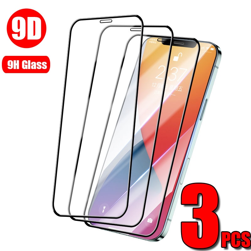 3Pcs Full Cover Protective Glass For iPhone 12 11 Pro Max mini XS X XR Screen Protector on iPhone 7 8 Plus 6 6S SE 2020 5 Glass