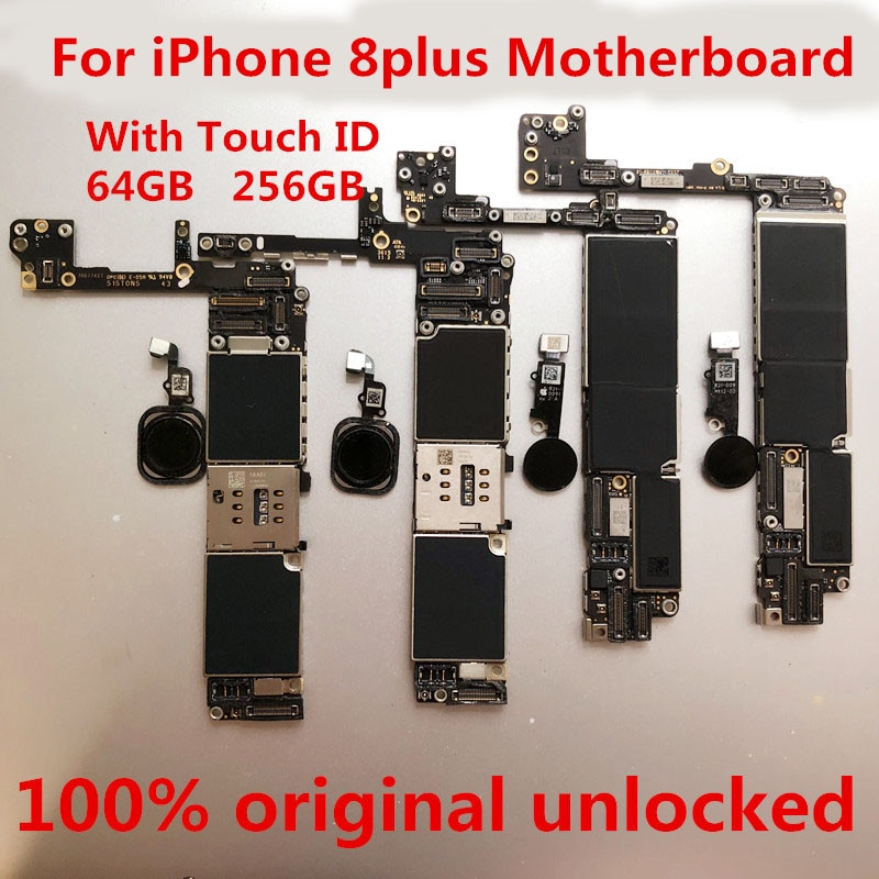 For iPhone 8PLUS Motherboard unlocked,100% Original for iphone8plus Logic board 64GB with touch ID for iphone 8plus +gift