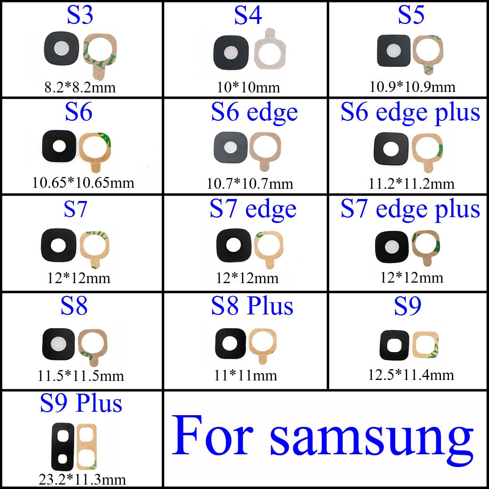 YuXi Back Rear Camera Glass Lens Cover Ring with Sticker Glue for samsung Galaxy S3 S4 S5 S6 edge + S7 edge S8 s8plus S9 plus