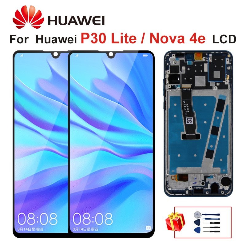 Original LCD With Frame For HUAWEI P30 Lite LCD Display Screen Digitizer Assembly For HUAWEI P30 Lite Screen Nova 4e MAR-LX1 LX2