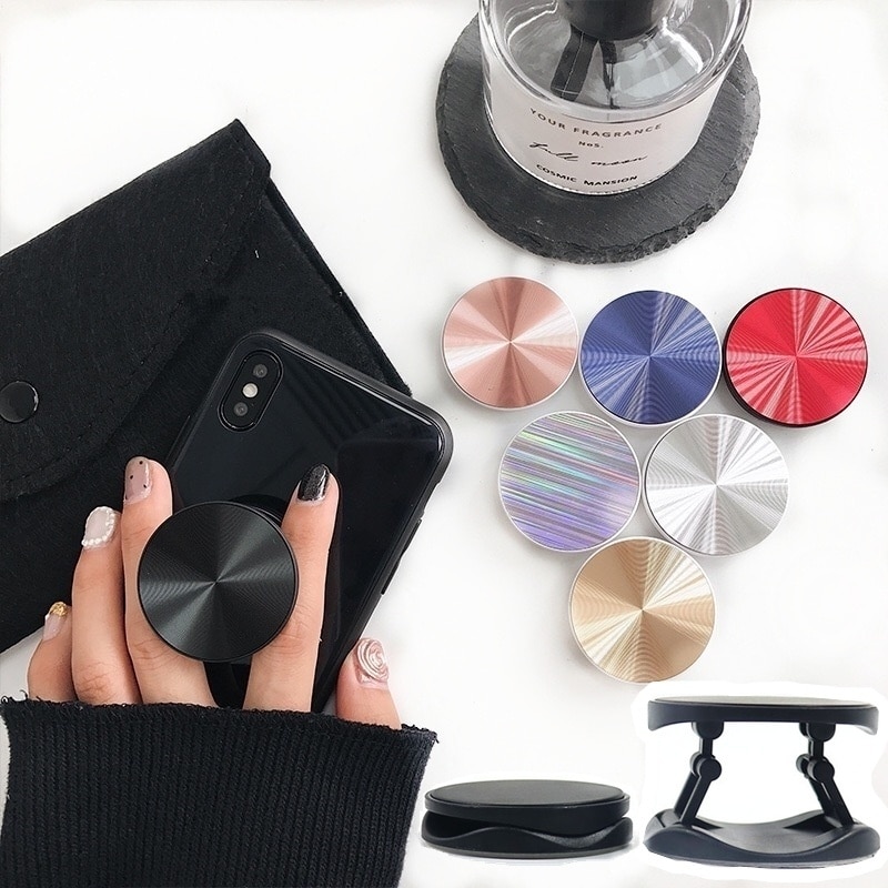 Metal Surface Expanding Phone socket ring Holder Universal Mobile Phone Finger Grip Holder Flexible Phone Stand for all phone