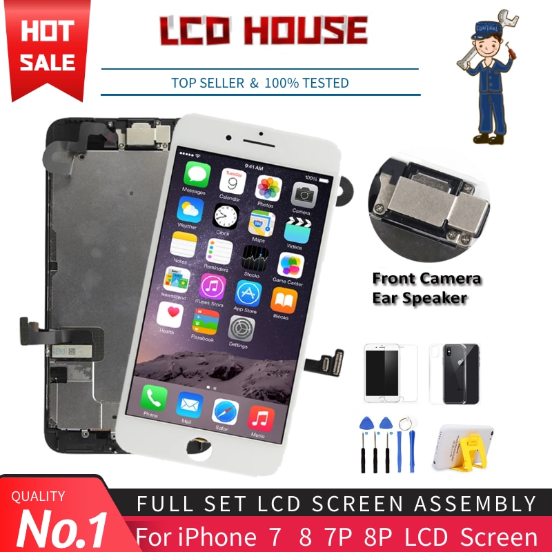 No.1 Full Set LCD Screen For iPhone 7 8 Plus LCD Assembly Complete Touch Digitizer Screen Replacement AAA Display Front Camera