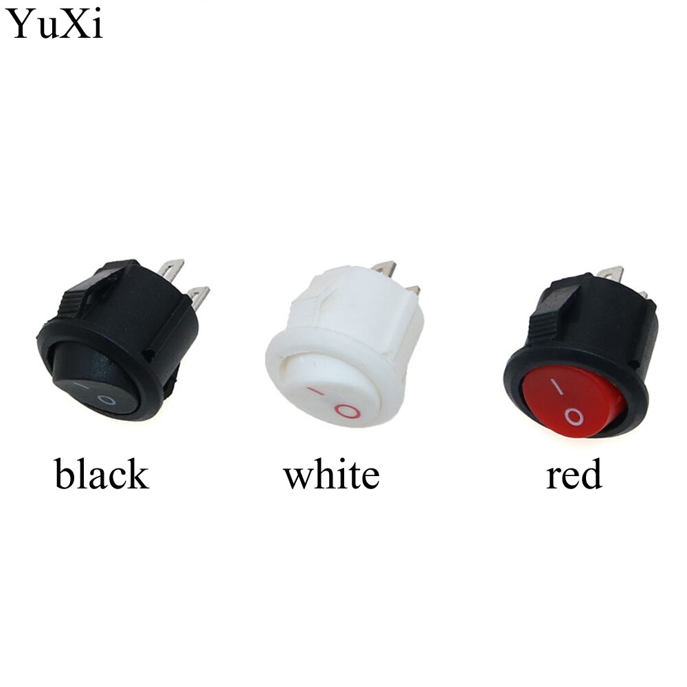 16mm Diameter Small Round Boat Rocker Switches Black Mini Round Black White Red 2 Pin 3A 250VAC / 6A 125VAC ON-OFF Rocker Switch