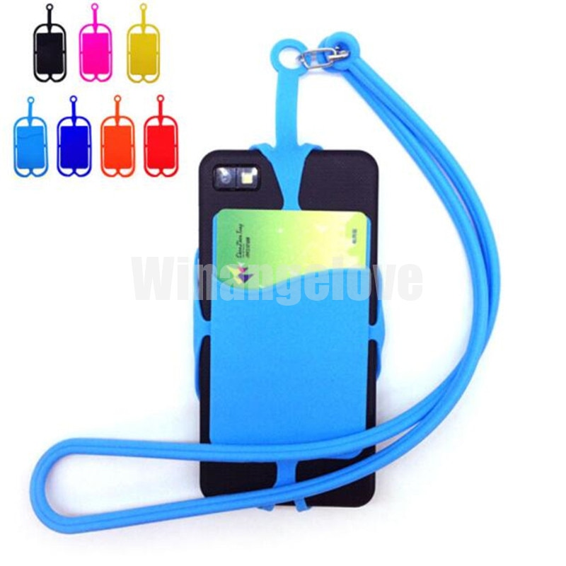 200pcs Credit ID Card Bag Holder Silicone Lanyards Neck Strap Necklace Sling Card Holder Strap For iPhone 11 Universal Mobile