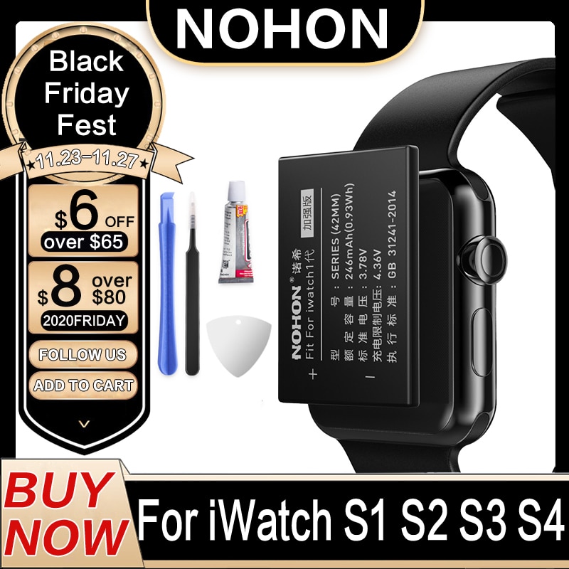 NOHON A1579 A1578 For Apple Watch Battery Series 1 2 3 4 42mm S1 S2 S3 S4 A1761 Series1 38mm Real Capacity Bateria 40mm 44mm