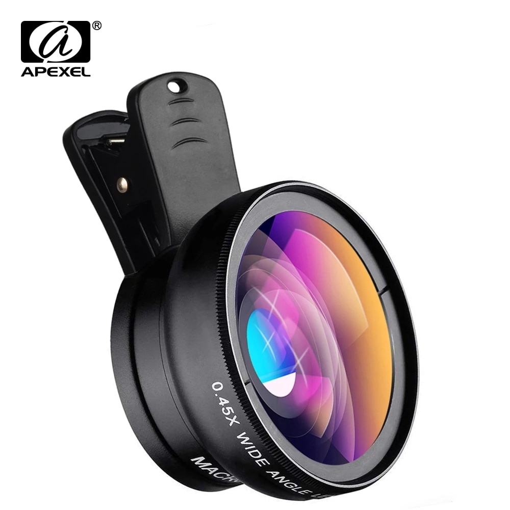 APEXEL 2 in 1 HD Camera Lens 0.45x Super Wide Angle&12.5x Macro Mobile Lens phone lens For iPhone 11 Xiaomi Samsung