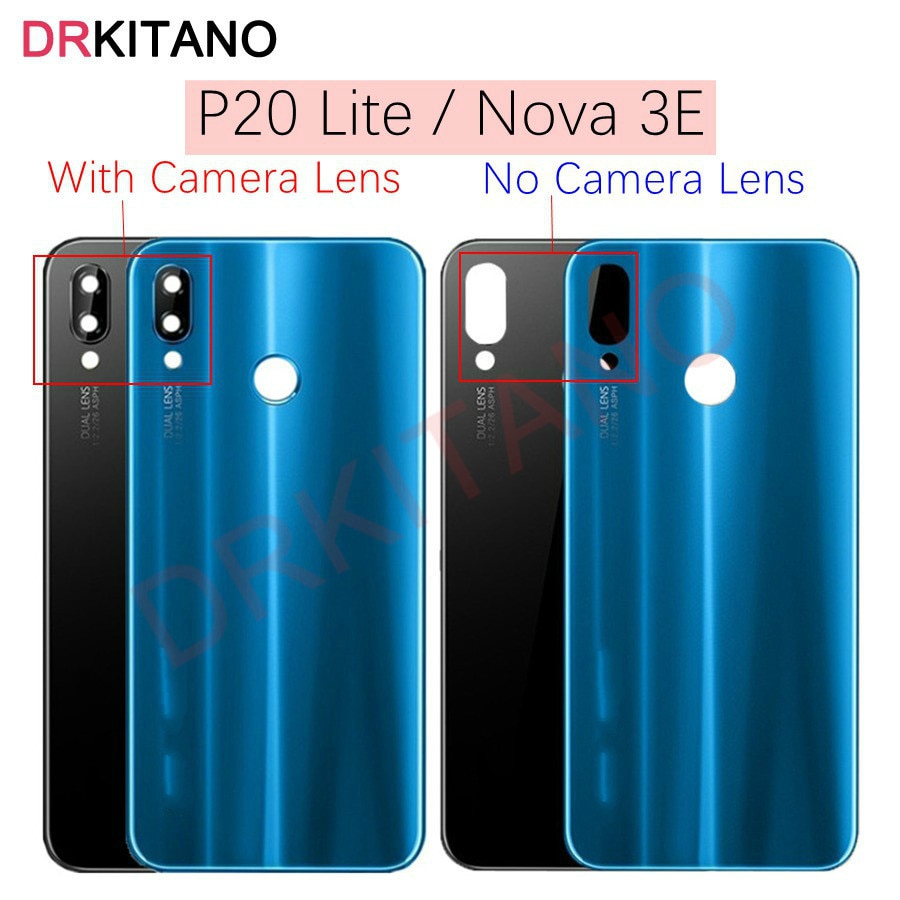 For Huawei P20 Lite Back Battery Glass Cover+Camera Lens NOVA 3E Rear Door Housing Case Panel for Huawei P20 Lite Back Cover