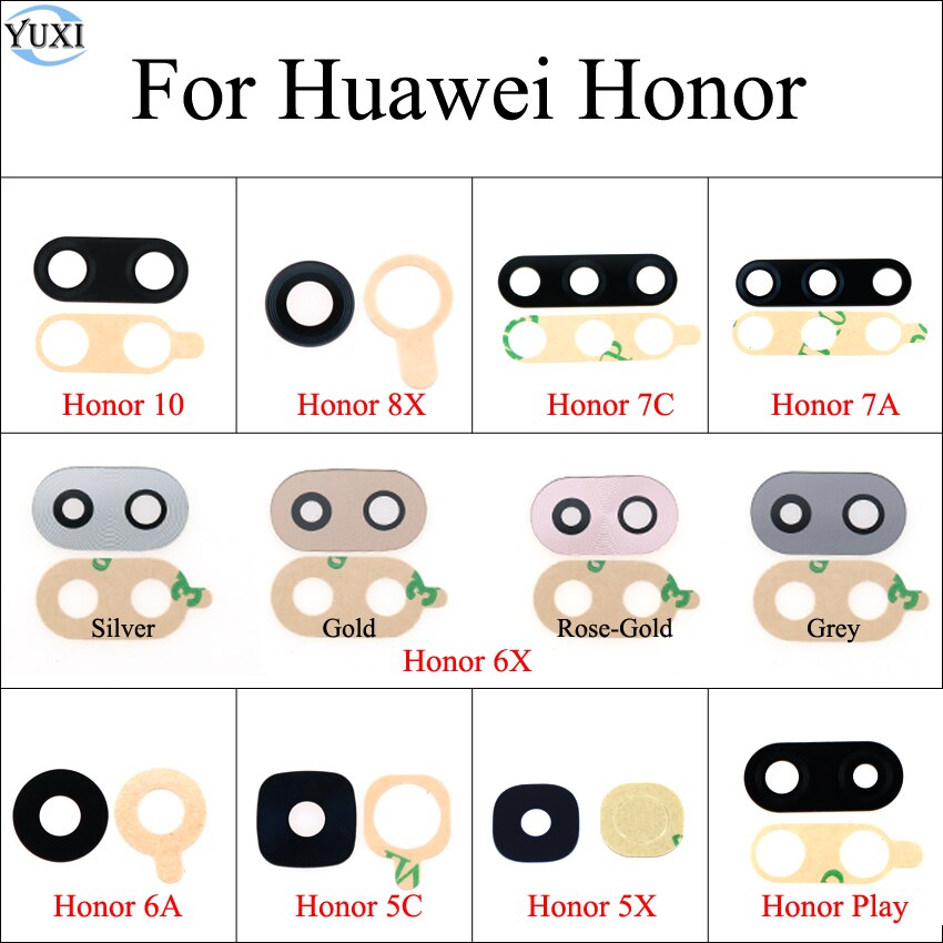 YuXi Rear back camera glass lens for Huawei Honor 10 8X 7C 7A 6X 6A 5C 5X Play Repair Sqare Parts