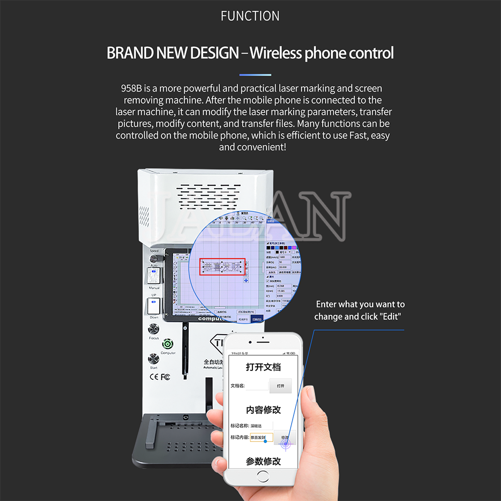 TBK 958B New version Laser separation machine For ip 7-11pro max back cover glass removing Laser engraving cutting Machine