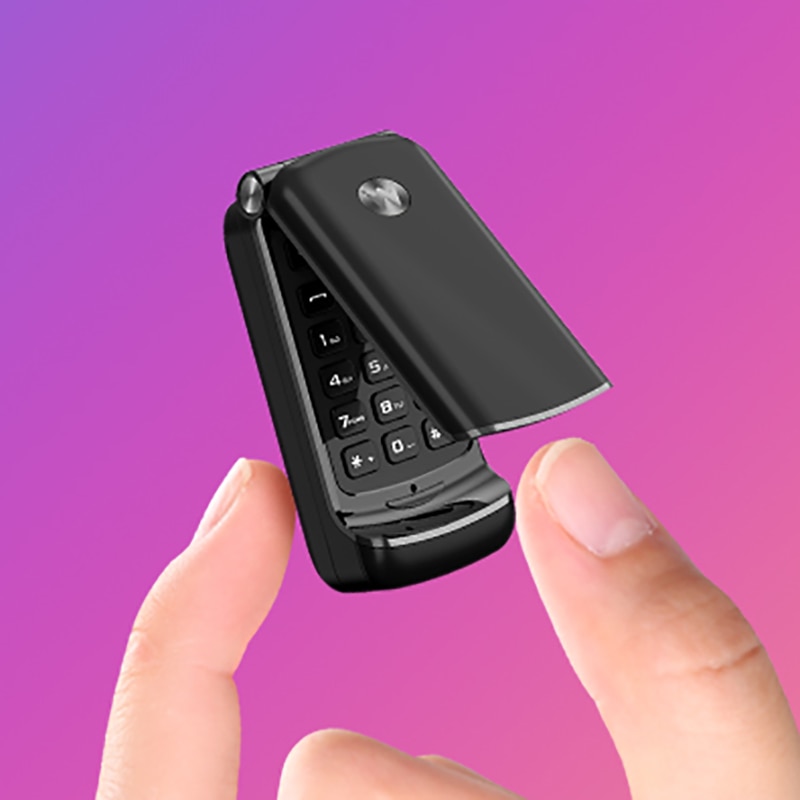 Mini Flip Mobile Phone GSM 0.66" Screen Wireless Bluetooth Dialer FM Magic Voice Hands Free Earphone