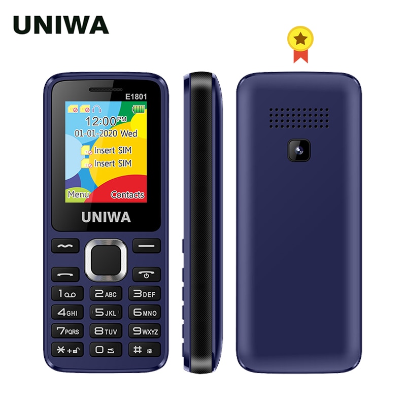 UNIWA E1801 Dual SIM Dual standby 1.77'' 800mAh Rear Camera MP3 MP4 FM with Flashlight Loud Speaker 8 Days Standby Senior Mobile