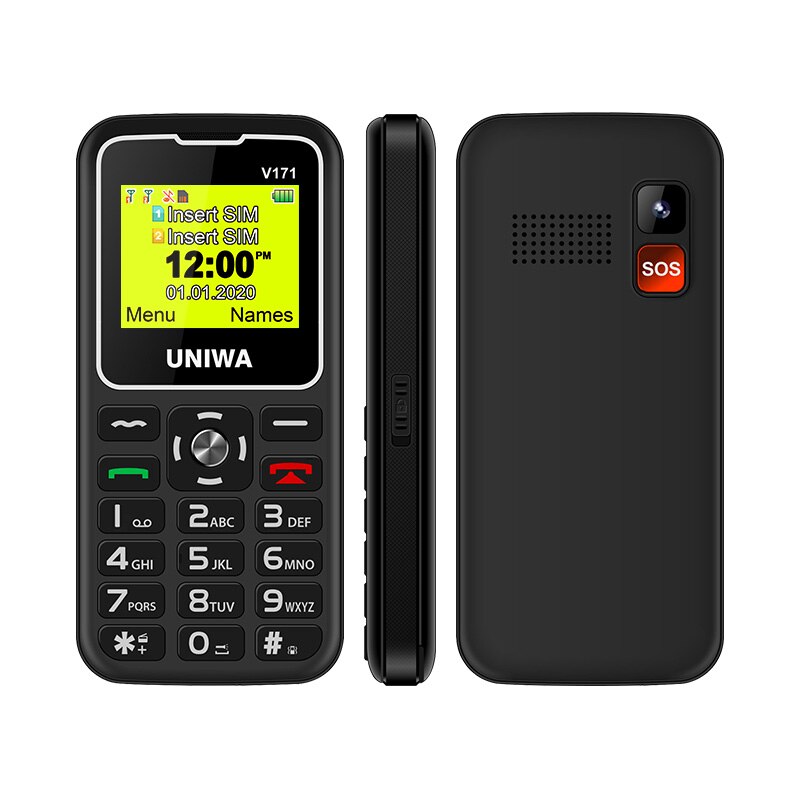 UNIWA V171 Cellphone 2G GSM MT6261D Dual SIM 1000mAh Phones 1.77'' 0.08MP Camera Torch MP3 Student Elderly PK V808G