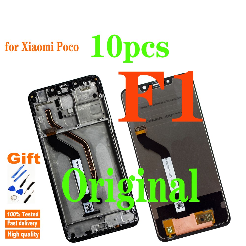 10PCS Original 6.18" Display for Xiaomi Poco F1 LCD Touch Screen Digitizer Assembly for Pocophone F1 Display Repair parts