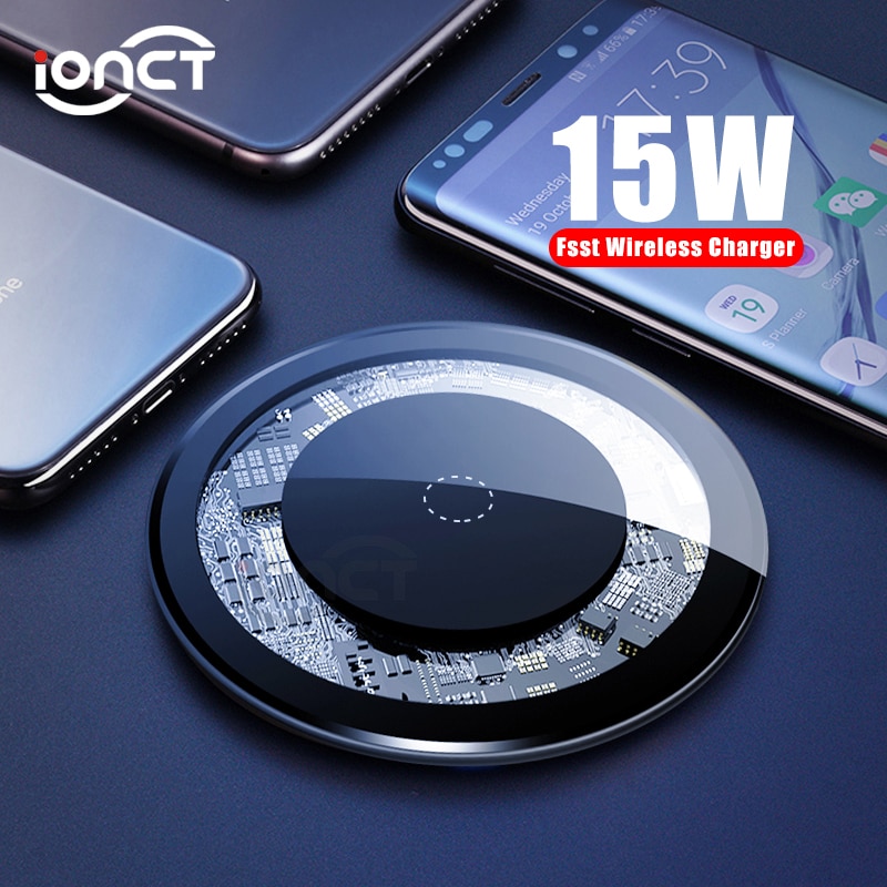 100PCS 15W Fast Wireless Charger for iPhone X XS 11pro Visible USB Qi Charging pad Samsung S8 S9 Note 9 Phone wirless charger