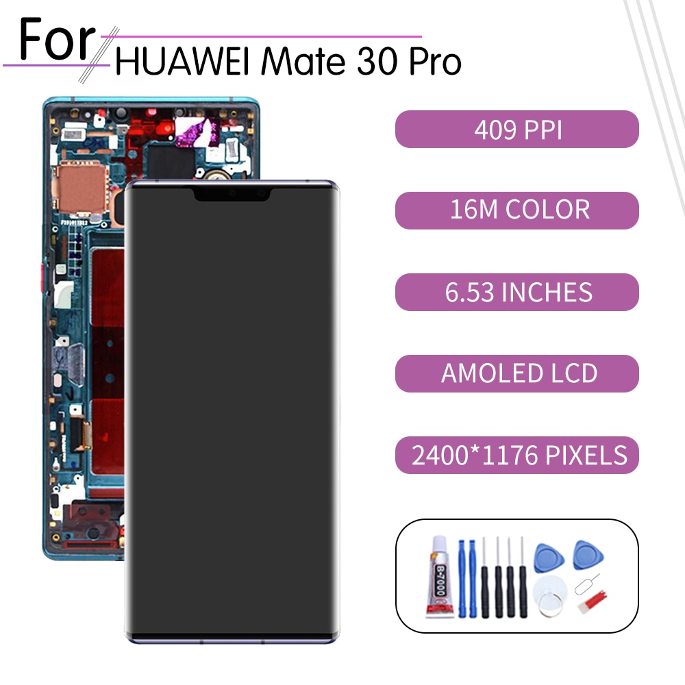 Original For LCD Touch Screen Digitizer Assembly For Huawei Mate30 Pro Huawei Mate30 Pro Display with Frame Replacement LIO-AL00