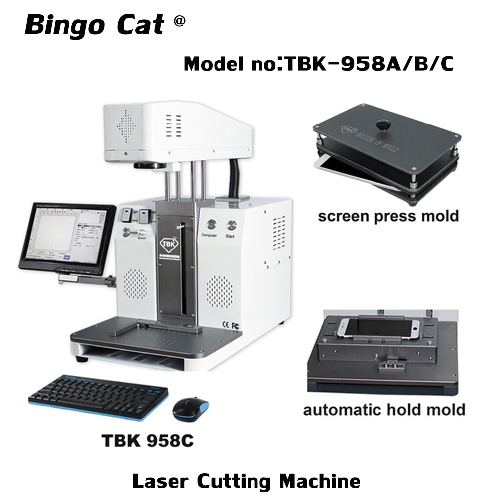 New TBK 958B 958C 958A Laser Cutting Engraving Marking Machine for iPhone Back Glass Remover Frame Separating Logo Marking