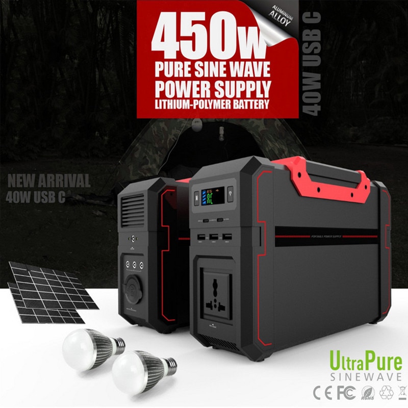 450W 110/220 V Power Bank Generator Solar Power Generation Portable Small Outdoor Camping Travel Power Supply Power Station