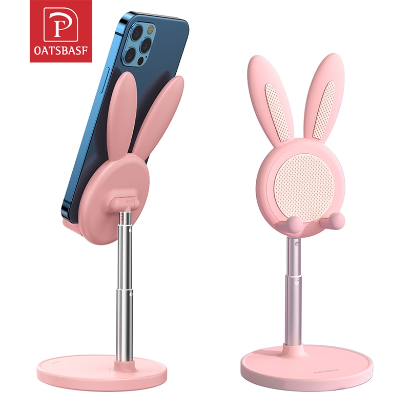 Cute Bunny Phone Holder Desktop Cell Phone Stand, Height Angle Adjustable For iPhone iPad Tablet