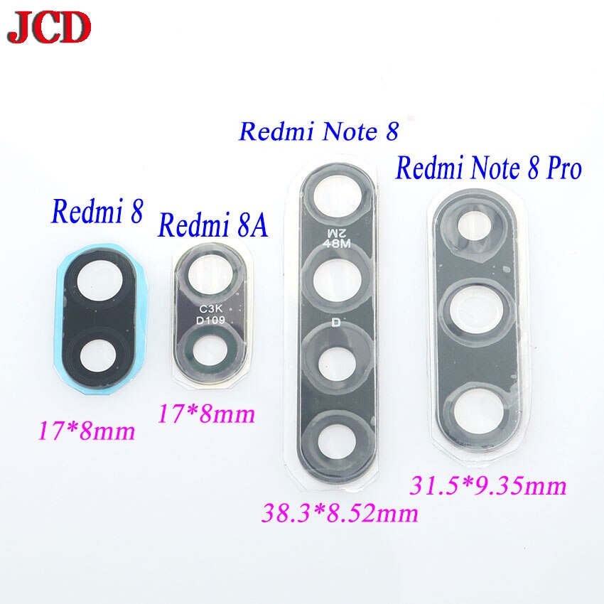 JCD Camera Glass Lens Back Rear Camera Glass Lens with Glue Replacement Repair Spare Parts For Xiaomi Redmi 8 8A Note 8 Pro