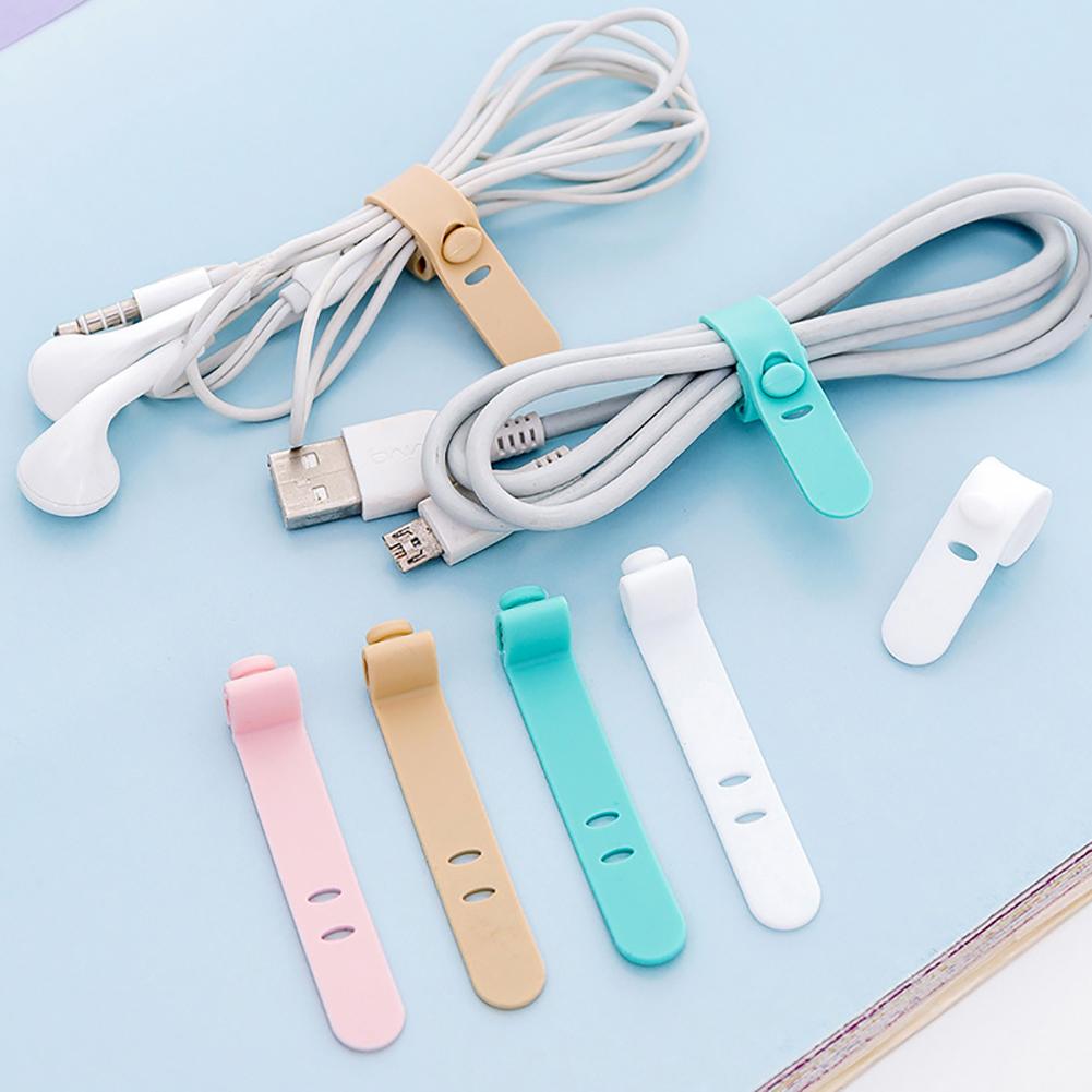 4Pcs/Set Cute Snap Silicone Earphone Cord Winder Cable Wrap Holder Organizer for Phone Computer Accessory