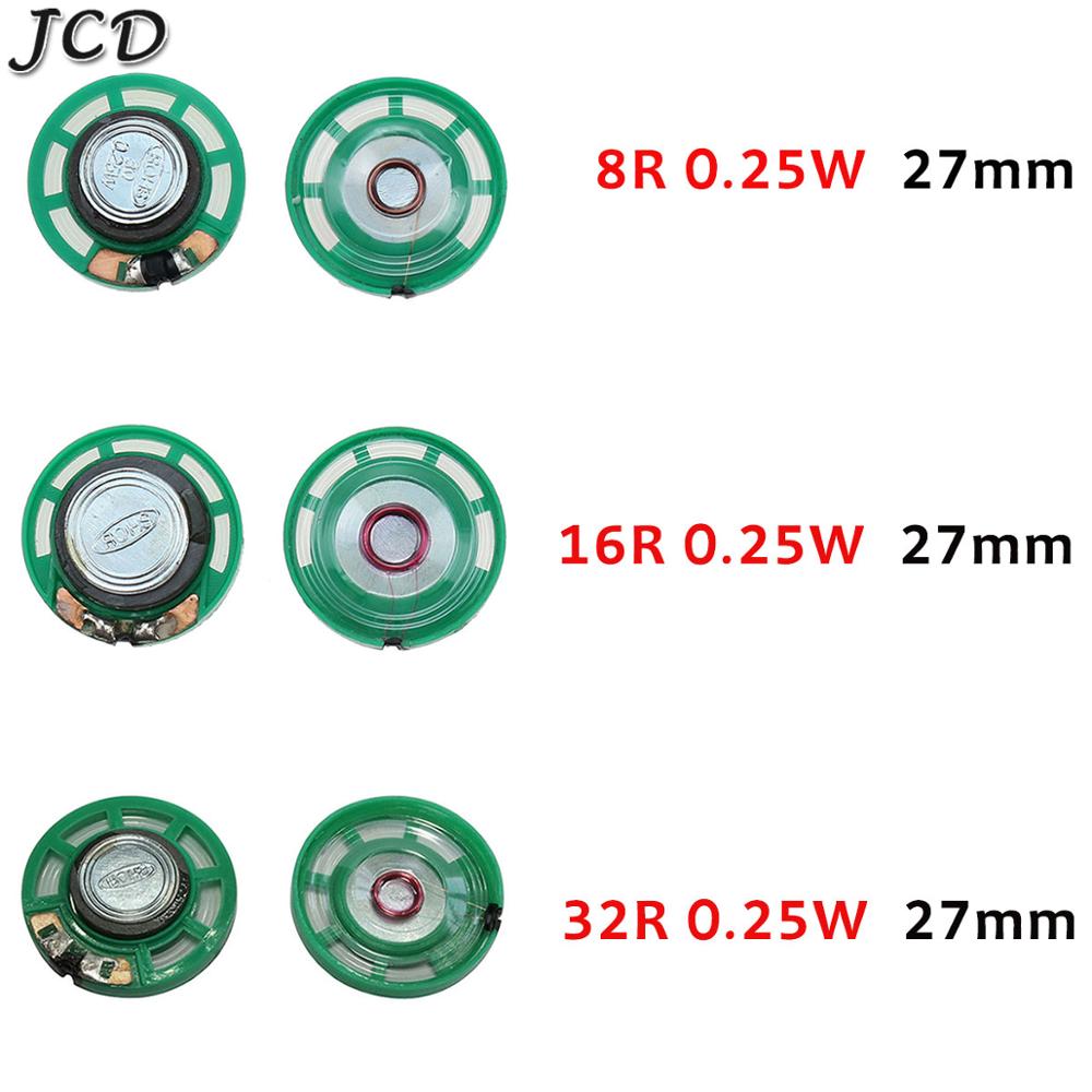 JCD 1PCS New Green Ultra-thin Mini speaker 32 16 8 ohms 0.25 watt 0.25W 32R 16R 8R speaker Diameter 27MM 2.7CM