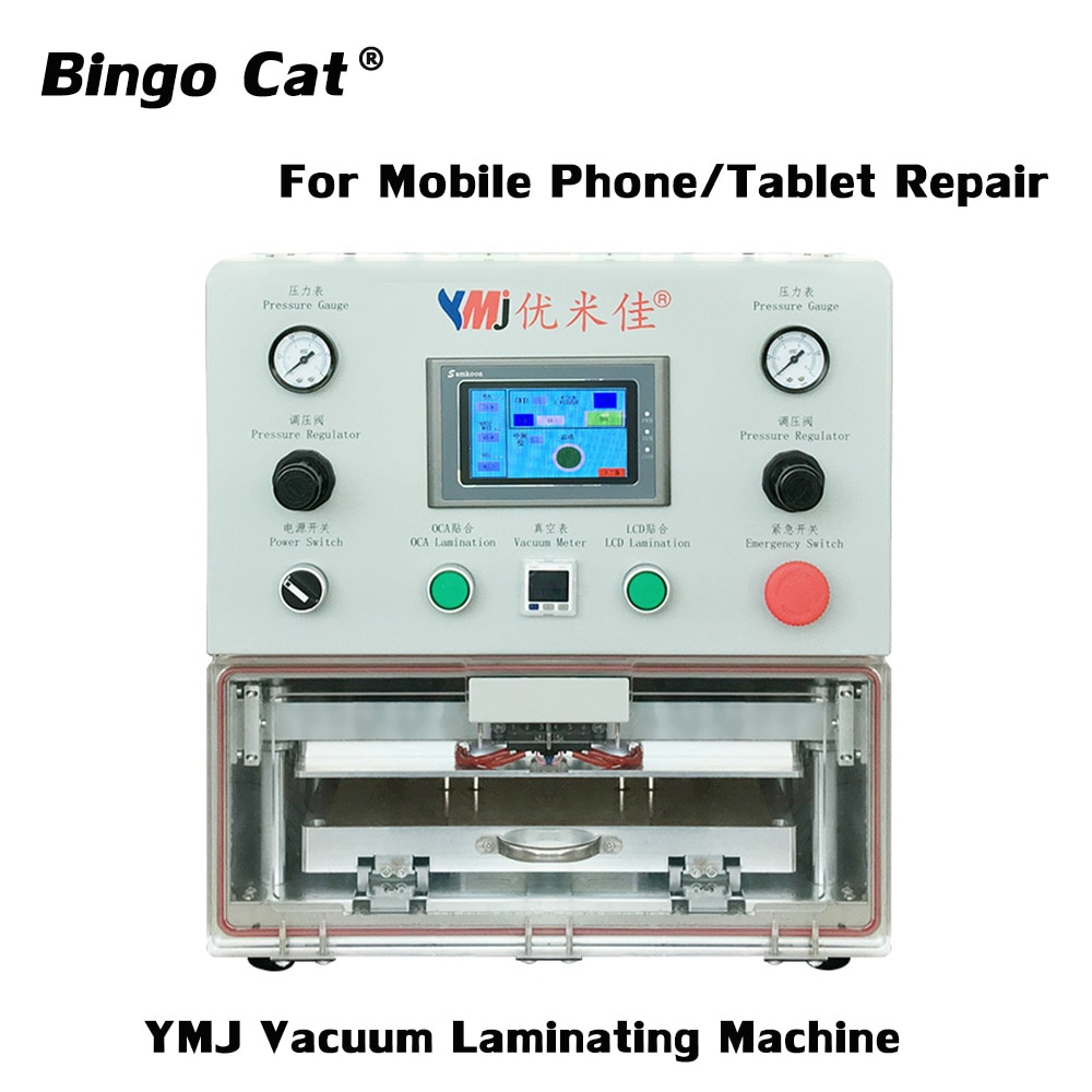 YMJ Vacuum Tablet Laminating Machine for iPad Tablets Mobile Phone LCD Screen Replace for Samsung Edge Screen Repair Laminator