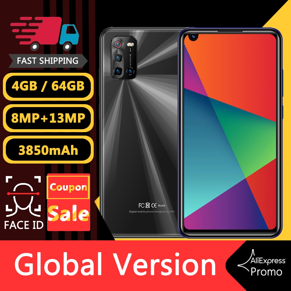 Original Smartphones Global 4G LTE Note 9T Global 64GB ROM 4GB RAM Android Cellphones Face ID Unlocked Cheap Mobile Phones