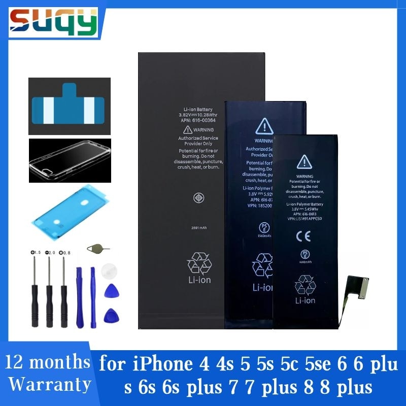 Suqy for Iphone 4/4s/5/5s/5c/se/6/6 Plus/6s/6s Plus/7/7 Plus/8/8 Plus Battery Accumulator for Apple IPhone 5s 0 Cycle Batteries