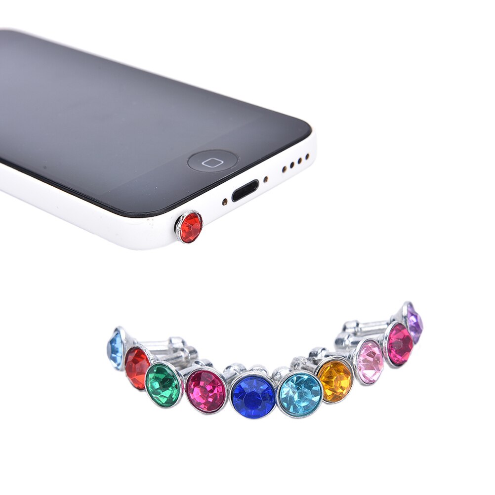 10pcs/set Universal 3.5mm Cell Phone Earphone Plug Headphone Jack Stopper Bling Diamond Dust Plug